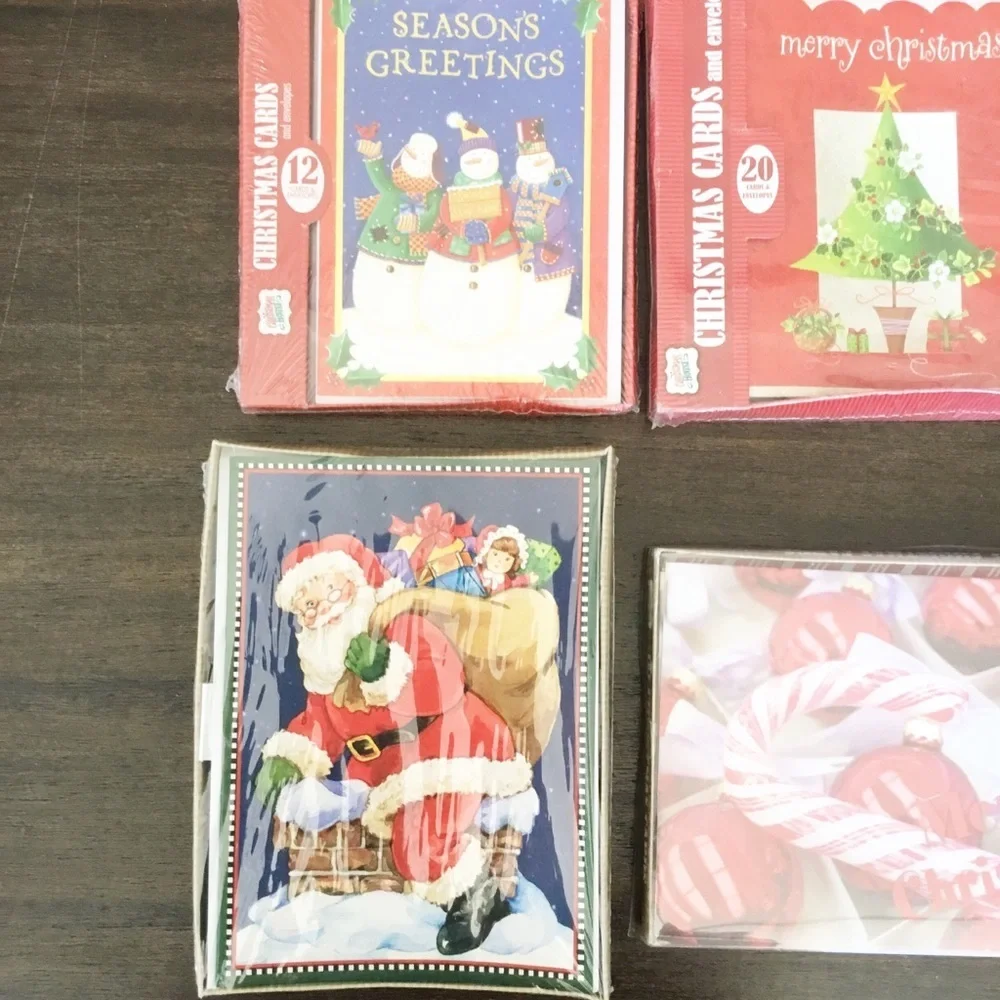 Vintage Lot Of Christmas Cards & Hallmark Of 5 New Boxes Christmas House
